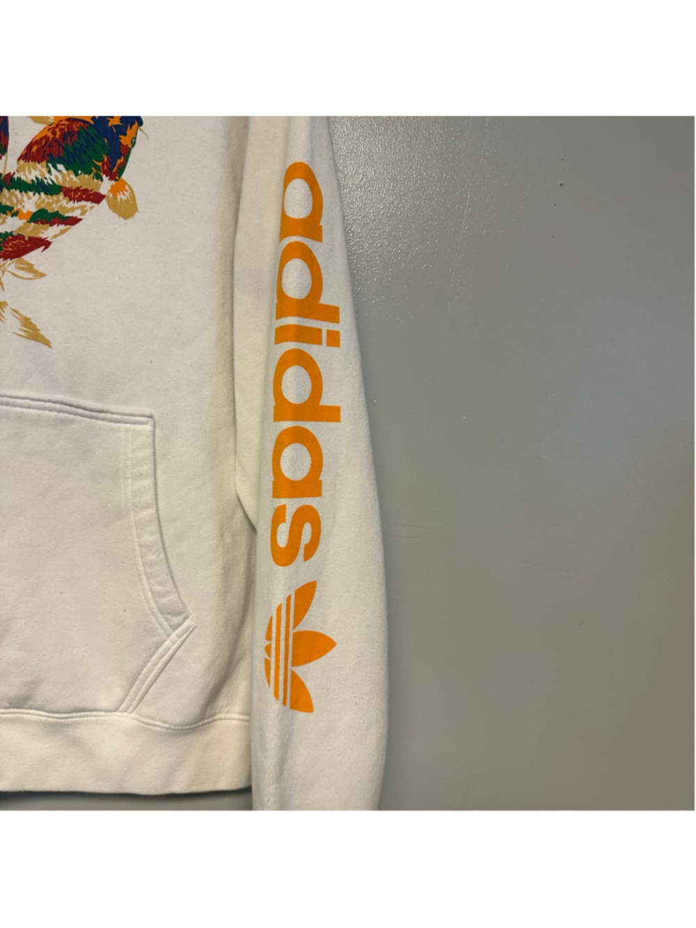 Adidas Koi Fish Graphic Hoodie White Orange Size Medium - Picture 7 of 8